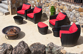 Backyard Reno - Patio Set with Red Cushions