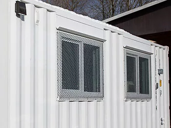Shipping container modifications - steel mesh windows - BigSteelBox