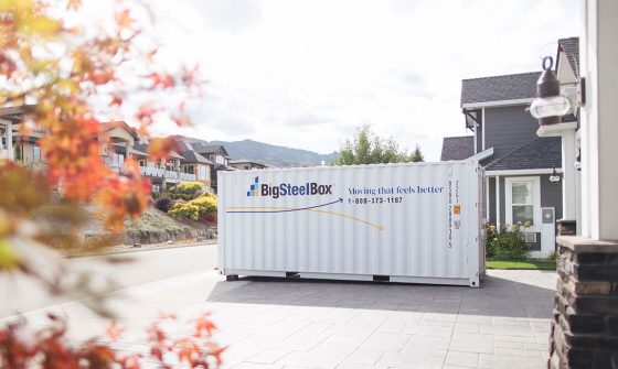 BigSteelBox portable storage container in a driveway