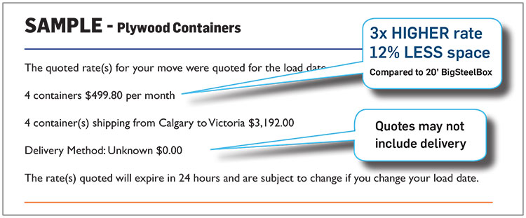 Sample of Plywood moving box quote