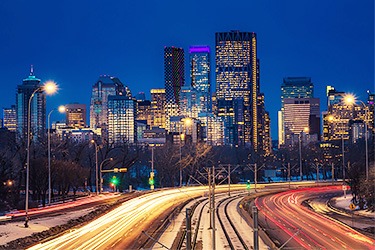 Rush hour traffic in Calgary, AB