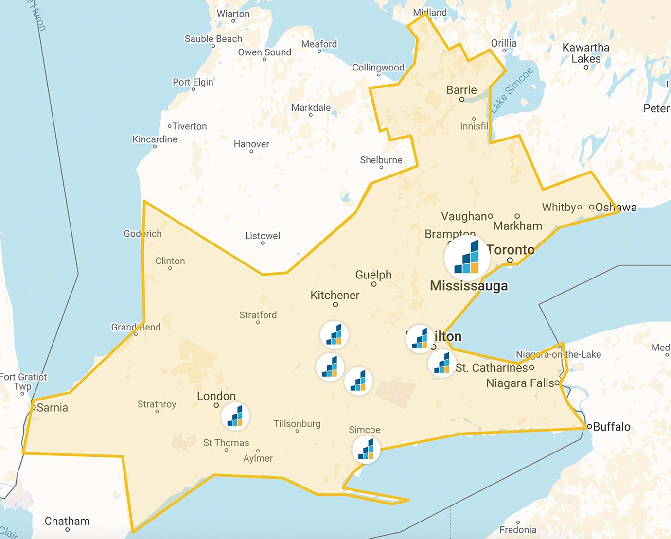 Mississauga's Location Map