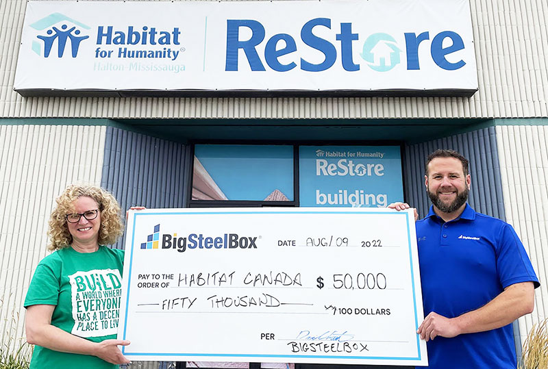 BigSteelBox cheque presentation to Habitat for Humanity
