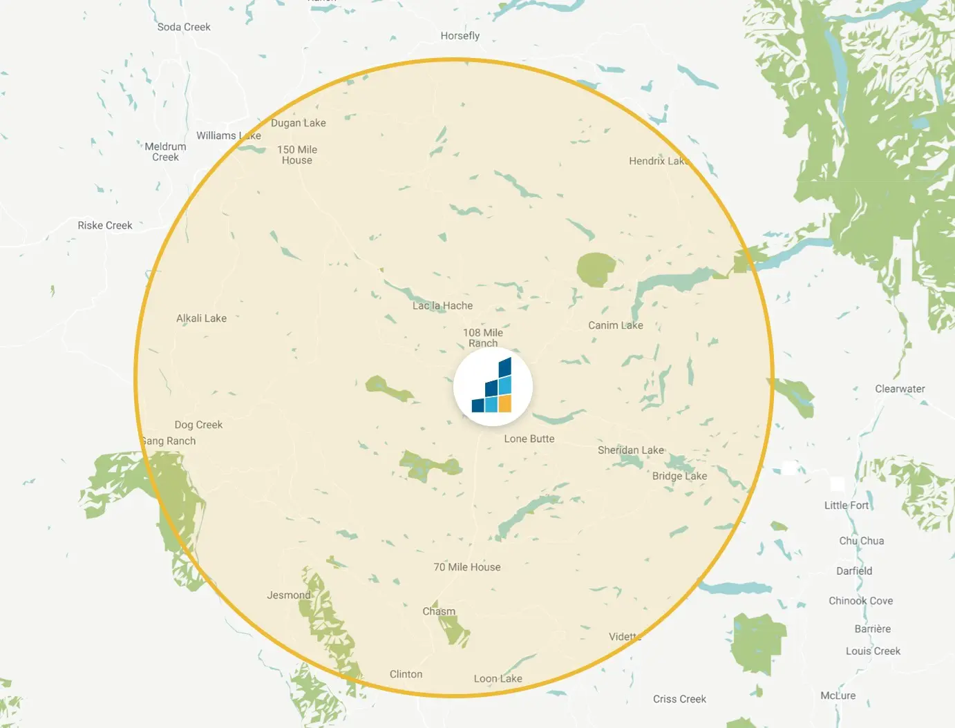 100 Mile House's Location Map