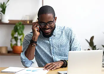 Man working from his home office