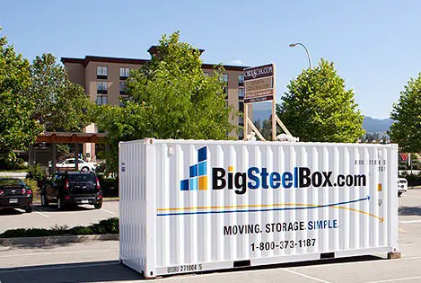BigSteelBox storage container in hotel parking lost