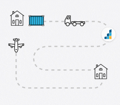 Gif explaining how the BigSteelBox long distance moving service works.