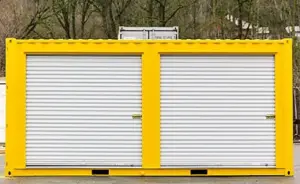 Modified BigSteelBox Shipping Container with roll up doors